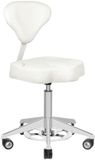 Azzurro Cosmetische Kruk Wit met Rugleuning – Bump-Up Salonkruk met Wielen – Verstelbare Beautykruk 156-F