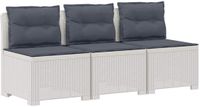 vidaXL 3-zits tuinbank met kussens in rattanlook PP Wit