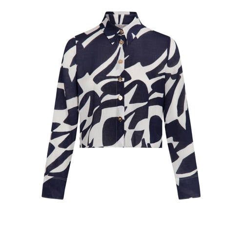 Morgan blouse with graphic print dark blue/white
