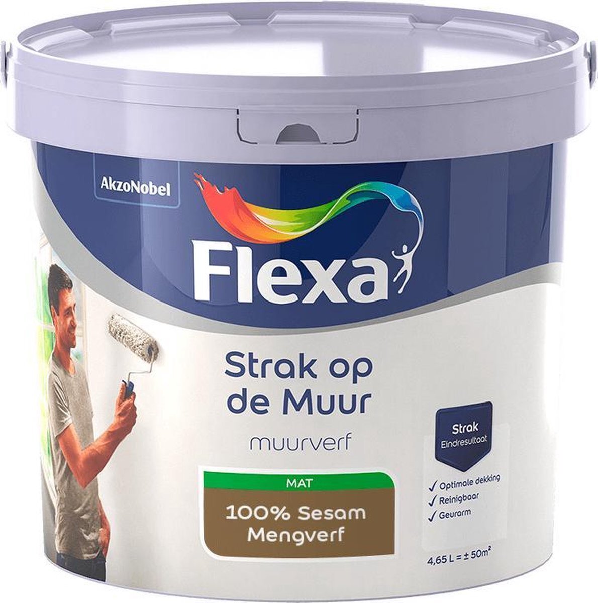 FLEXA - Strak op de muur - Muurverf - Mengcollectie - 100% Sesam - 5 Liter