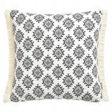 ROOM99 Amalfi Sierkussenovertrek, 40 x 40 cm, met franjes, decoratief sierkussen, decoratief, esthetisch, modern, slaapkamer, woonkamer, katoen, met franjes, decoratie wit