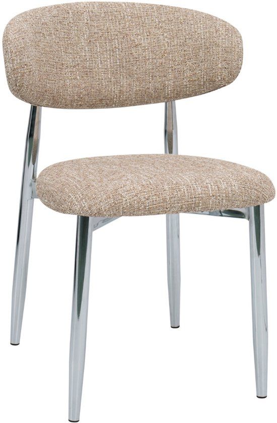 DÉJA Living Eetkamerstoel Skara - Taupe/Chrome - Set van 2