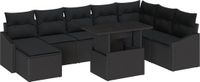 vidaXL - Bankstel - 9 - st - Zwart - poly - rattan