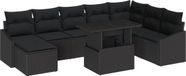 vidaXL - Bankstel - 9 - st - Zwart - poly - rattan