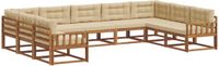 vidaXL - Hoek loungeset - 9 zitplekken - Natuurlijk en beige - Acacia hout