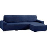 ECOMMERC3 Chaise longue bankhoes, kort hoekdeel rechts, elastisch, van jacquard - chaise longue bankhoes, blauw, universele pasvorm, schuimrubber en antislip elastieken banden