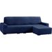 ECOMMERC3 Chaise longue bankhoes, kort hoekdeel rechts, elastisch, van jacquard - chaise longue bankhoes, blauw, universele pasvorm, schuimrubber en antislip elastieken banden