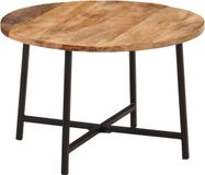 vidaXL Salontafel 54x54x35 cm massief mangohout en ijzer