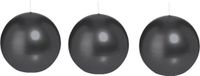 Trend Candles Bolkaars glad - 3x - zwart - 7 cm - 16 branduren