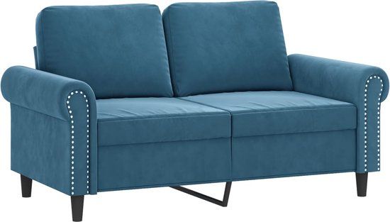 vidaXL Tweezitsbank met sierkussens 120 cm fluweel blauw