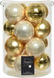 Decoris 18x stuks glazen kerstballen goud en champagne 8 cm - Kerstballen van glas