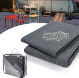 Tapis de camping pour caravane 200x200cm bleu-gris HDPE perméable à l'eau 13 piquets de sol