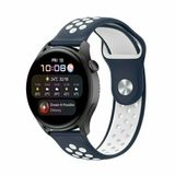 By Qubix Qubix Sport Edition siliconen band - Donkerblauw + wit - geschikt voor Huawei Watch 5 - 46mm