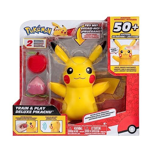 Pokemon Pokémon PKW3330 Train and Play Deluxe 4,5-inch Pikachu-figuur met verlichting, geluiden en bewegende ledematen plus interactieve accessoires