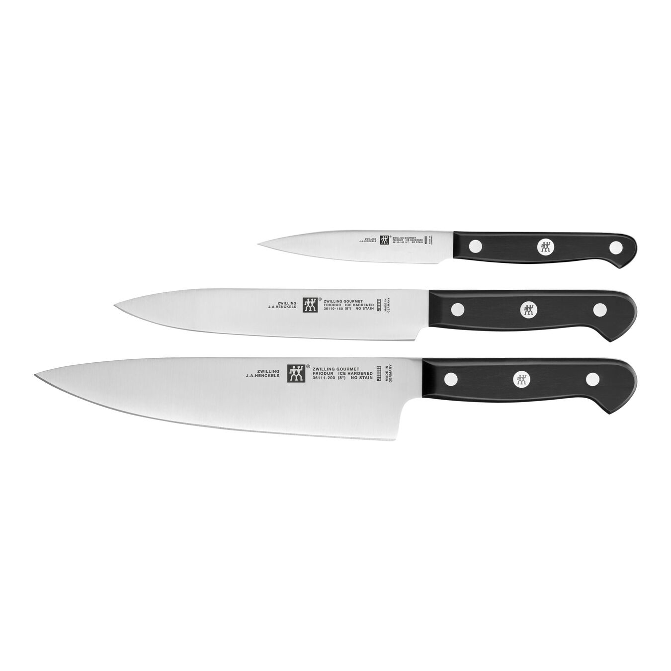 ZWILLING Zwilling 36130-003-0 Set de 3 Couteaux, Acier Inoxydable, Noir, 34 x 14 x 3 cm