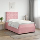 vidaXL Boxspringbed met matras Roze 120 x 190 cm Fluweel