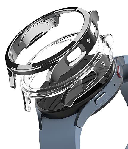 Ringke Slim (2 Stuks) Compatibel met Samsung Galaxy Watch 5 44mm Case - Clear & Dark Chrome
