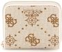 GUESS Neda SLG Small Zip Around Wallet Creme White Logo Beige
