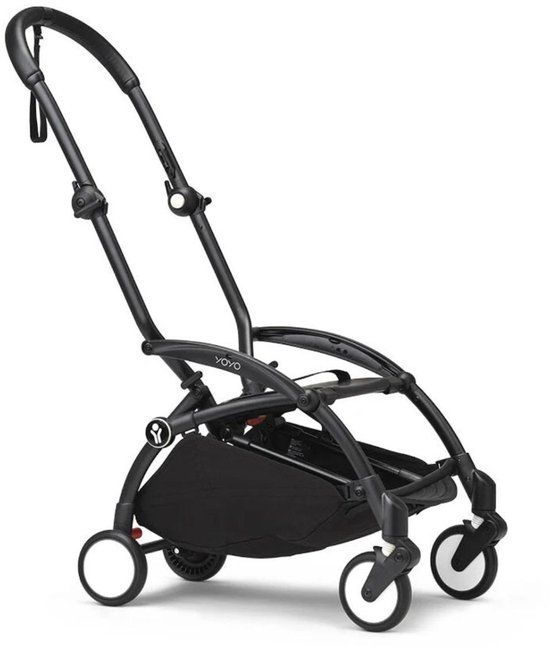 Stokke YOYO3 Black Frame - Includes 5-point harness, adjustable backrest, extendable hood, padded shoulder strap and protective storage bag - color pack not included