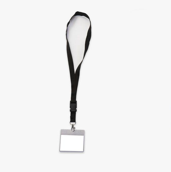 Zwart keycord met badge-/pashouder - 1 stuk