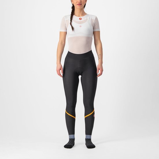 Castelli VELOCISSIMA THERMAL lange fietsbroek BLACK/MELON-SILVER REFLEX - Vrouwen - maat L