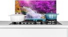 KitchenYeah Spatscherm keuken 60x30 cm Waterval - Bomen - Regenboog - Paars - Aluminium