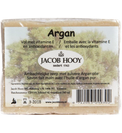 Jacob Hooy Argan zeep niet vloeibaar 240ML