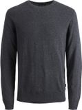 JACK & JONES Emil knit crew neck slim fit - heren pullover viscosemengsel met O-hals - donkergrijs melange