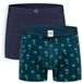 A-dam - 2P Blue A-dam Palms _ Dark Navy Solid - Boxershort - Biologisch Katoen - Onderbroek - Ondergoed - Heren - Volwassenen - Blauw