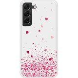 Samsung Galaxy S22 Confettis de coeurs rose Verstevigd hoesje met sublimatie bedrukking