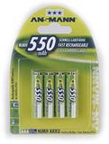 Ansmann Blister 4 X Accu, AAA, 550 mAh, Nikkel-Metaalhydride (NiMH), 1,20 volt, zilver