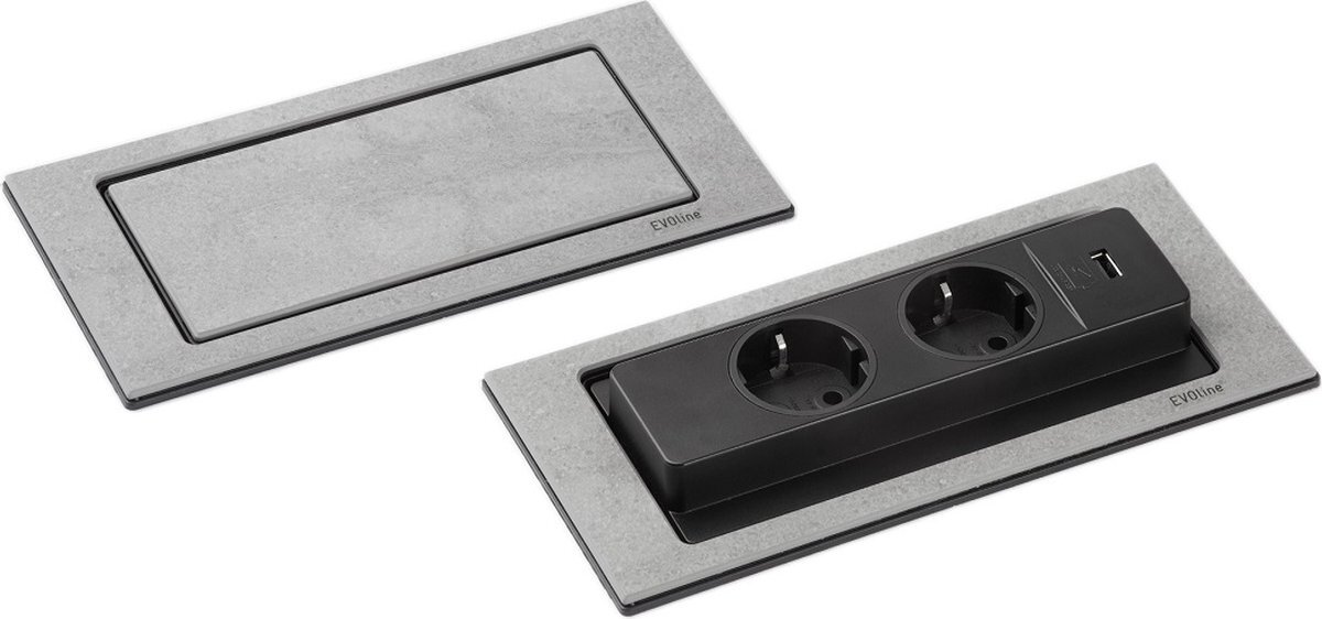 Evoline backflip betonlook 2x stopcontact en USB-A lader