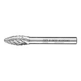 PFERD HM-freesstift, vlamvorm B, tanden allround, freesstift-ø 8 mm, schacht-ø 6 mm, lengte 60 mm, 21001015