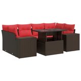 vidaXL 7-delige Loungeset met kussens, polyrattan, bruin