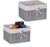 Merkloos Relaxdays Opbergmand Bamboe - Set van 2 - Grijs
