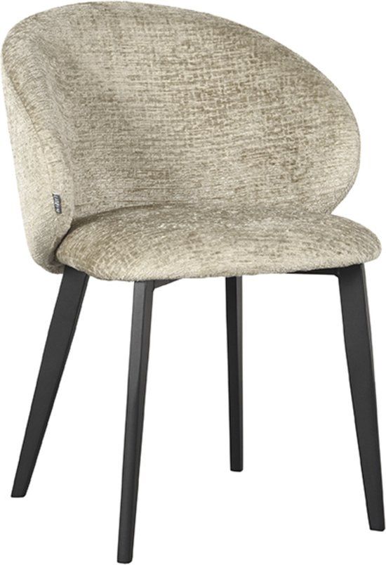 LABEL51 Logan Eetkamerstoel - Creme - Chenille - Zwart Metalen Frame
