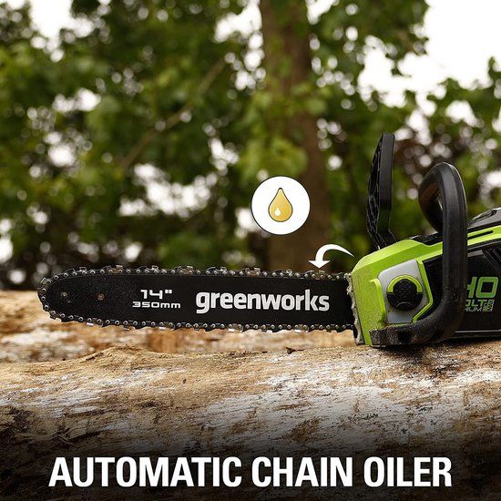 Greenworks Accu Kettingzaag 40V 35cm - Incl. 2x 2Ah Accu & Lader