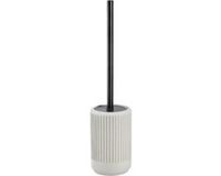 Zeller Toiletborstel in houder - keramiek - lichtgrijs - cement look - rond - 10 x 42 cm