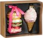 House of Seasons Kersthangers macaron en ijsje - 2x st - glas - 14 x12 x 5,5 cm - kerst