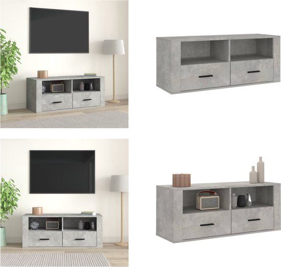 vidaXL Tv-meubel 100x35x40 cm bewerkt hout betongrijs