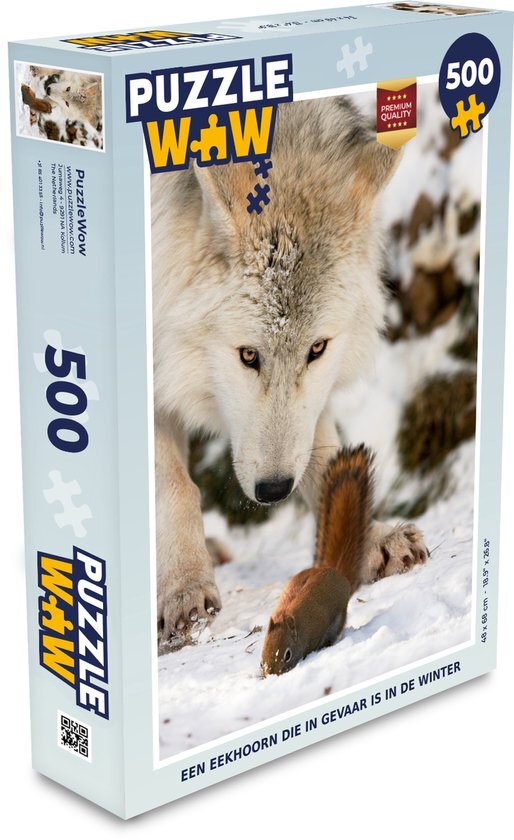 MuchoWow Puzzel Eekhoorn - Wolf - Sneeuw - Winter - Legpuzzel - Puzzel 500 stukjes