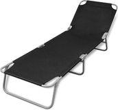 vidaXL Lit de jardin pliable acier thermolaqué noir