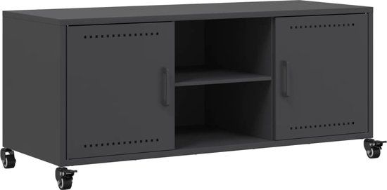 vidaXL Tv-meubel 100,5x39x43,5 cm staal zwart