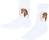 FALKE Horse gedessineerd katoen sokken kinderen wit - maat 35-38