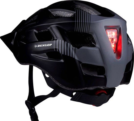 Dunlop Mountainbike Fietshelm - Maat M - Verstelbaar 55-58cm - LED Verlichting - Zwart