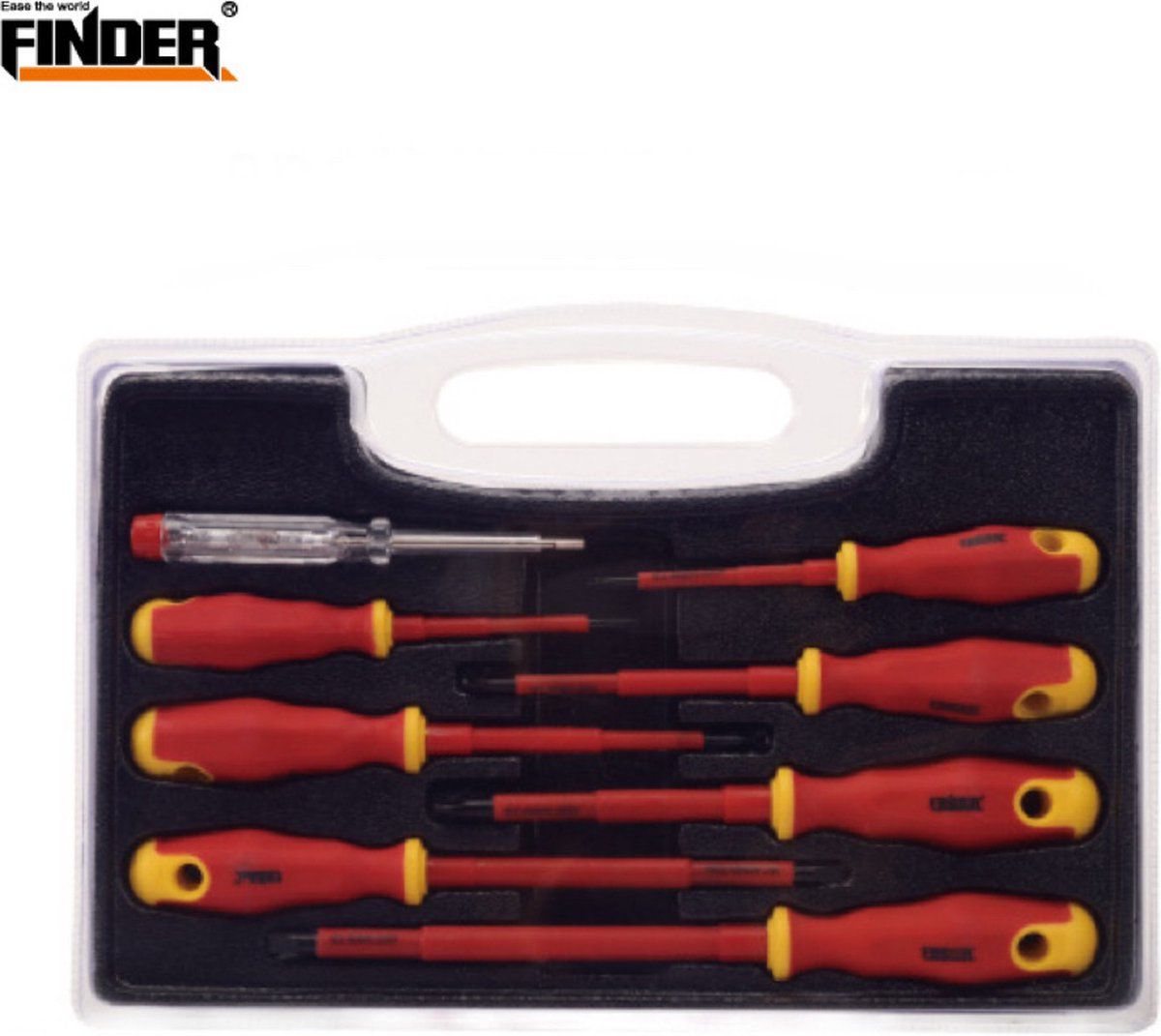 FINDER Schroevendraaierset - Gereedschapset van 8 - schroevendraaiers - Rood