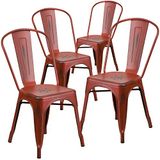 Flash Furniture Blake Commercial Grade 4 Pack noodlijdende Kelly rood metaal indoor-outdoor stapelbare stoel