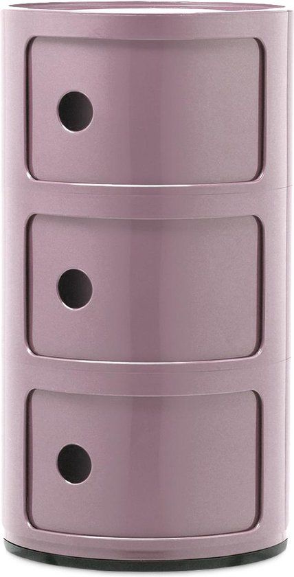 Kartell Componibili Kast Nachtkastje Large (3 Comp.) Ø32 Mauvegrijs