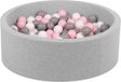Petsona Rond ballenbad 90 x 30 cm met 200 schuimballen voor honden, katten, konijnen, huisdieren, gemaakt in de EU, lichtgrijs: wit/grijs/poederroze