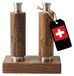 Ensemble de moulins à sel et à poivre, utilisable d'une seule main, en noyer suisse